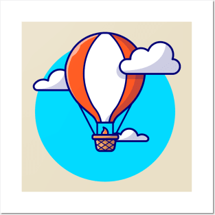 Hot Air Balloon Cartoon Vector Icon Illustration Posters and Art